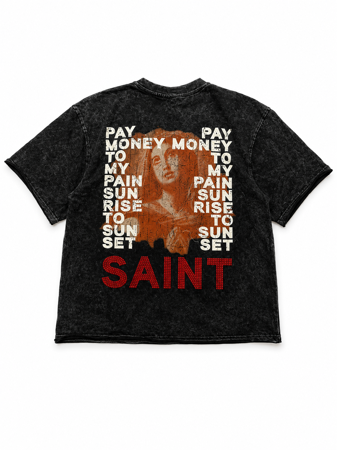SAINT Acid Wash Oversized Graphic T-Shirt for Men Secondary image