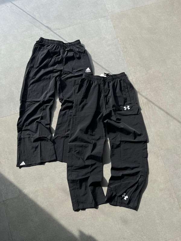 Men's Black Wide-Leg Track Pants