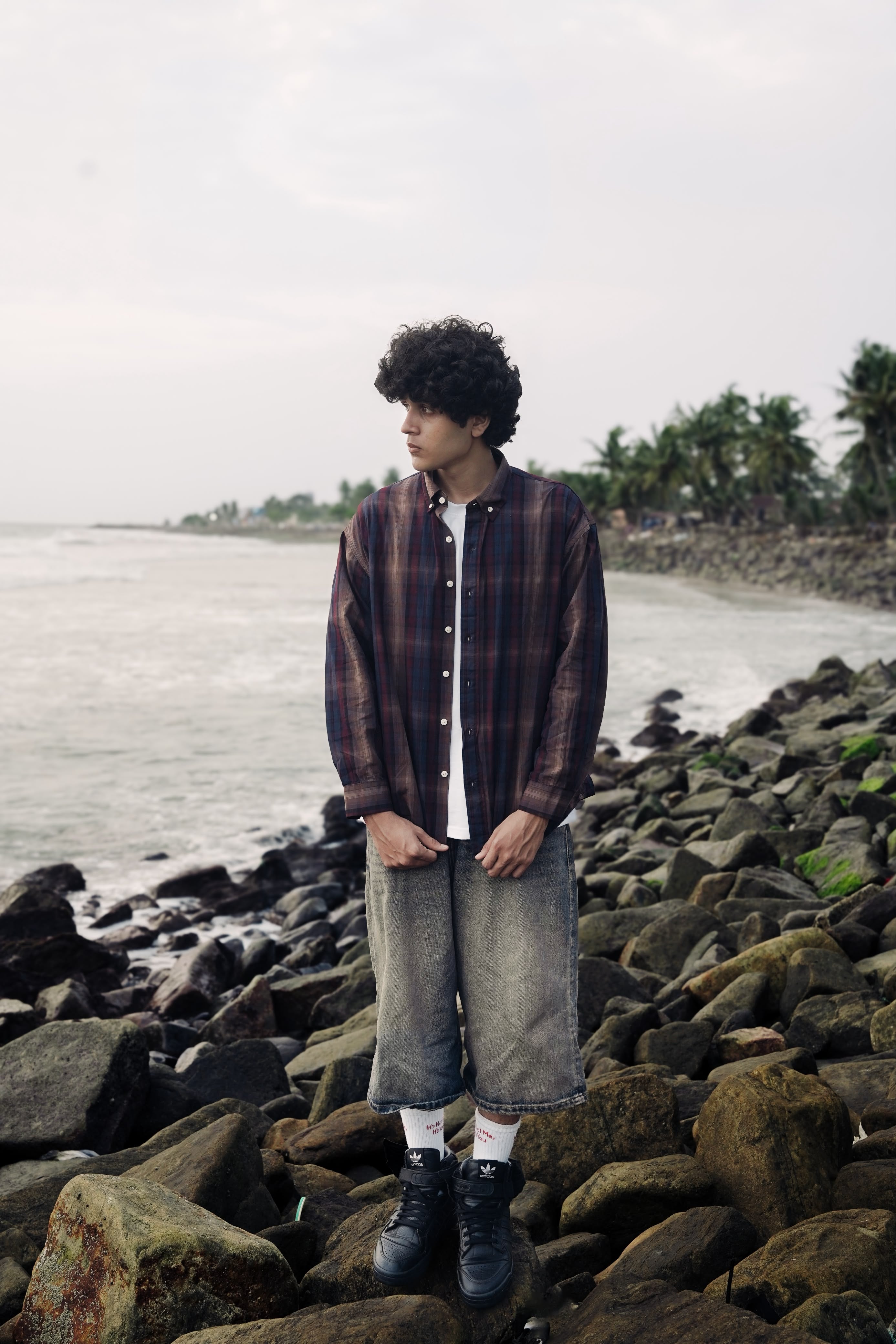 Men's Red Checkered Oversized Casual Shir