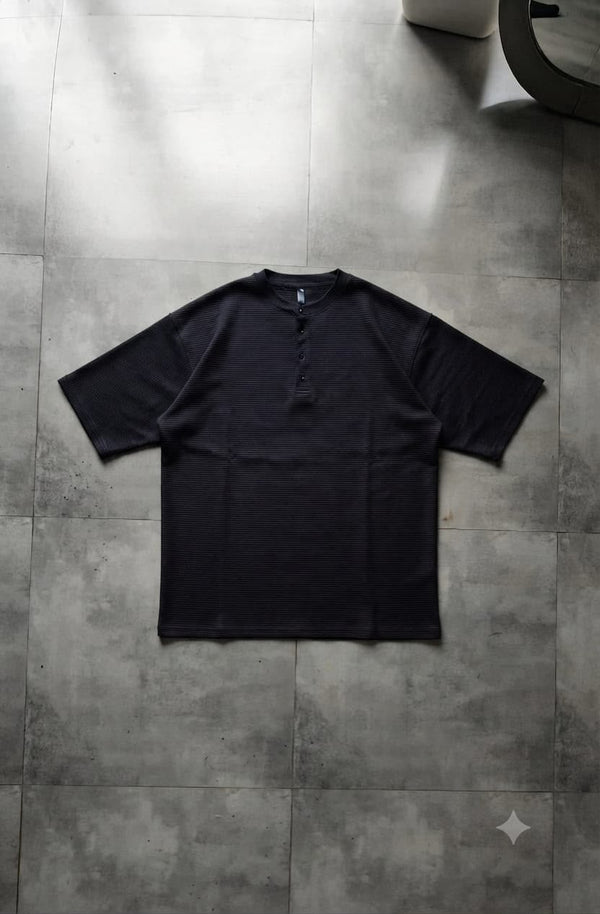Premium Ribbed Henley Oversized T-Shirt