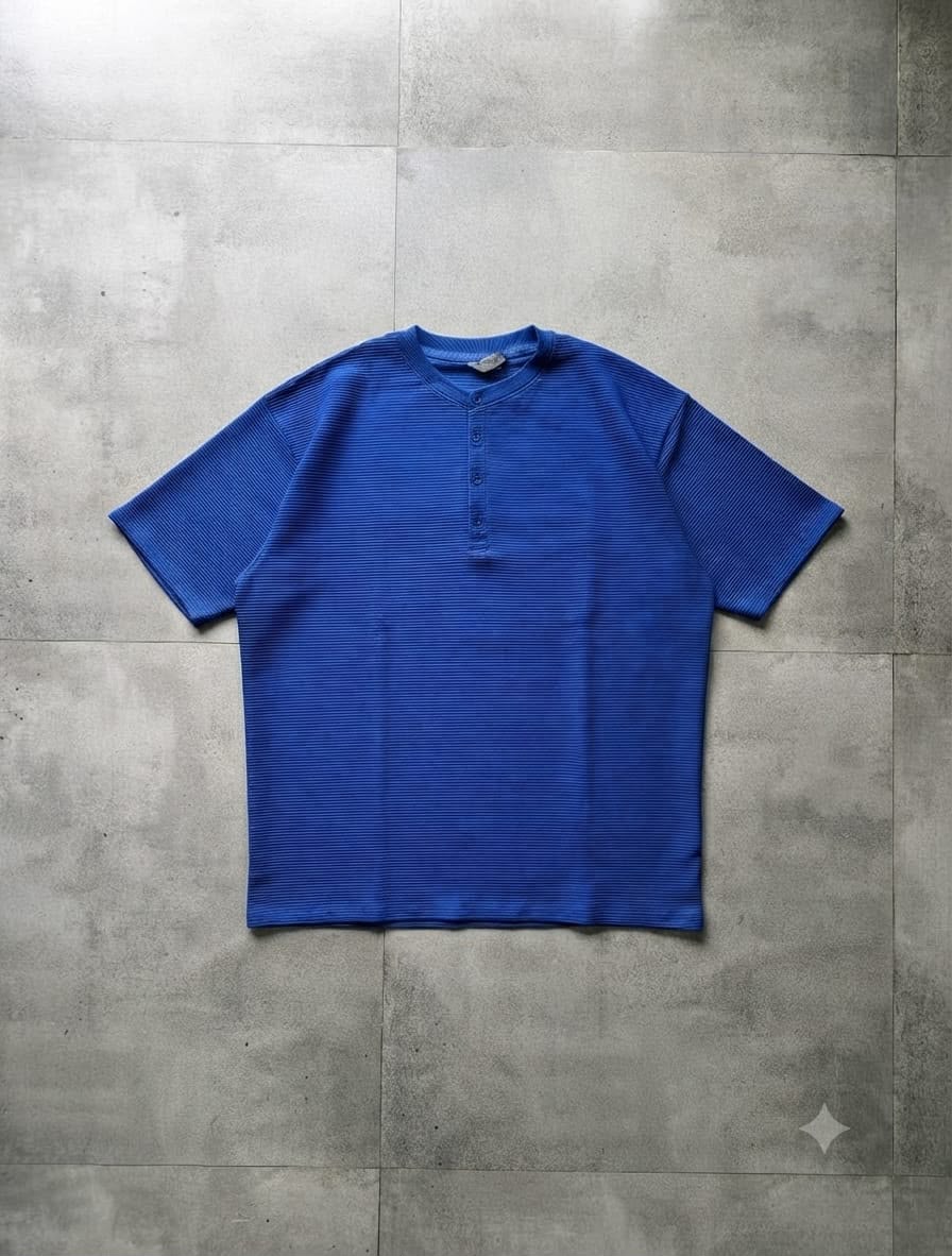 Premium Ribbed Henley Oversized T-Shirt