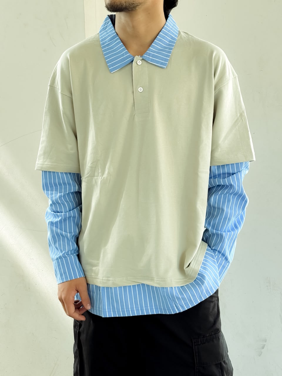 Men's Layered Oversized Polo T-Shirt