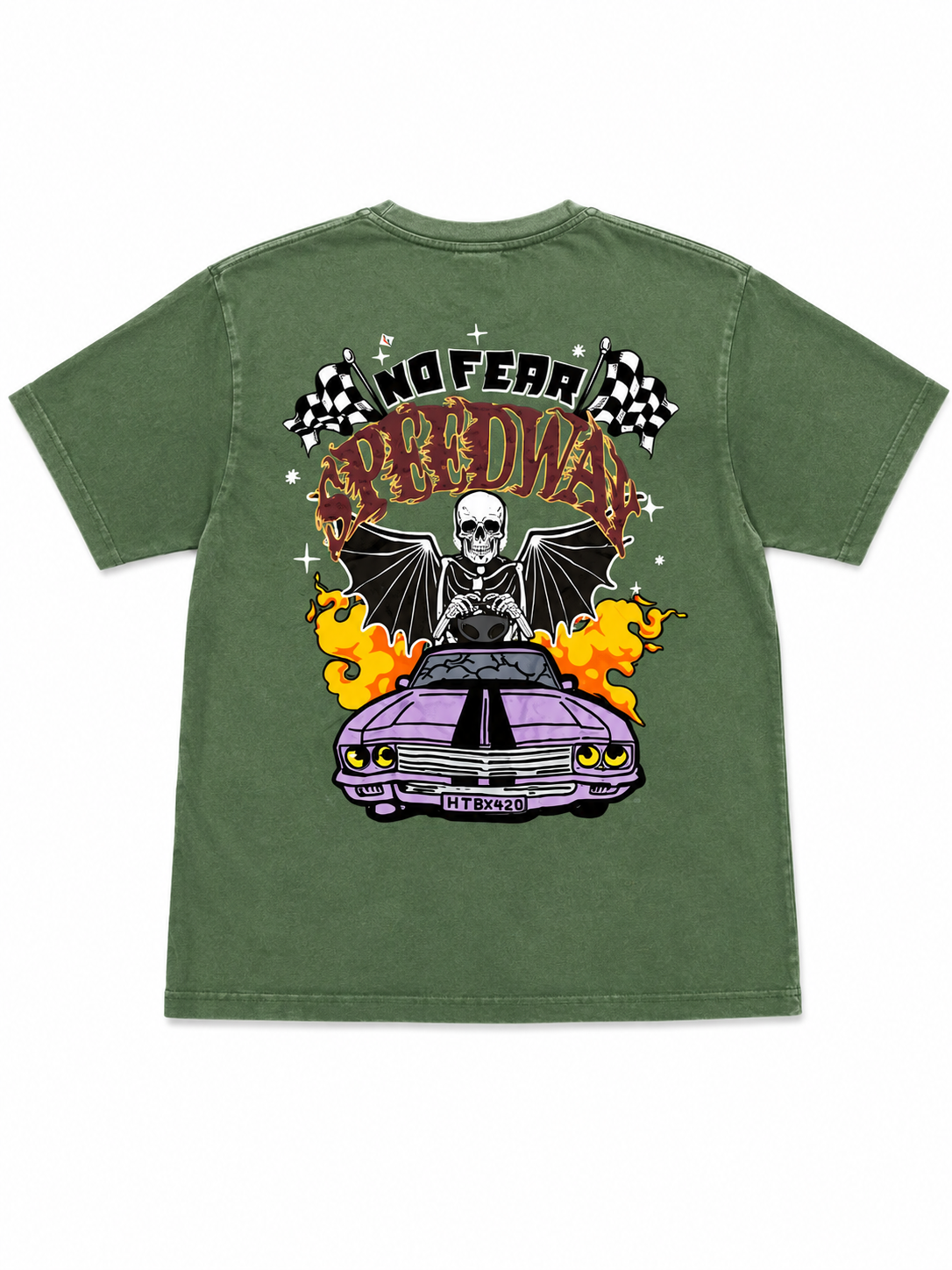 No Fear Speedway Oversized Olive Green Graphic T-Shirt for Men Secondary image