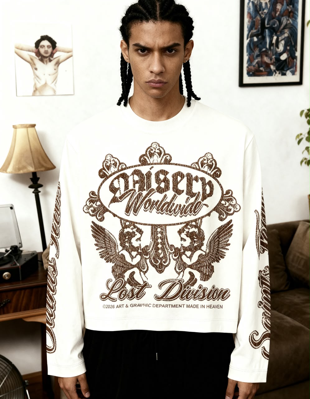 Men's Oversized Vintage Graphic Sweatshirt – Cream