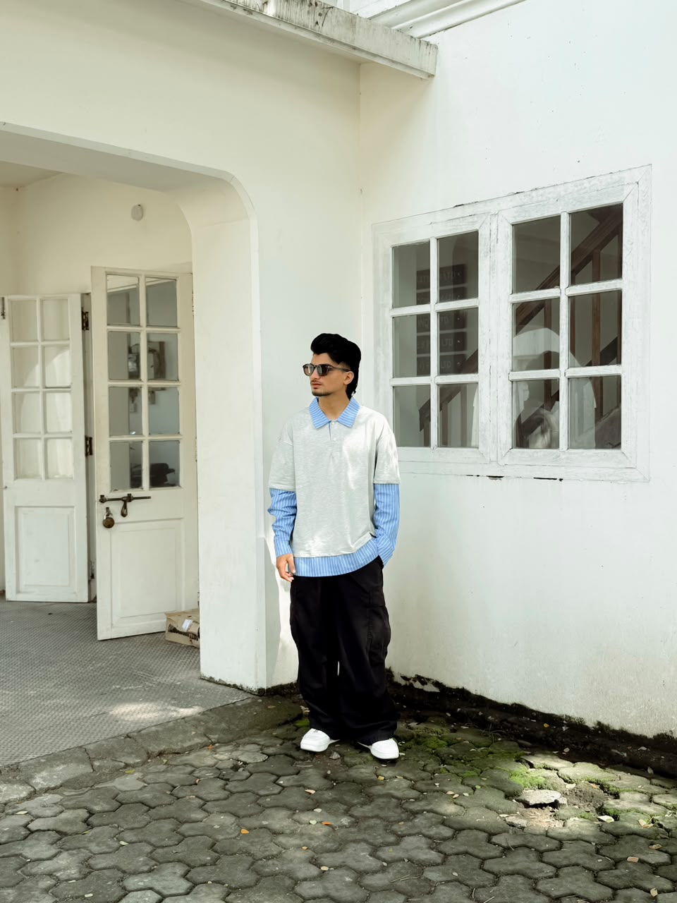 Men's Layered Oversized Polo T-Shirt