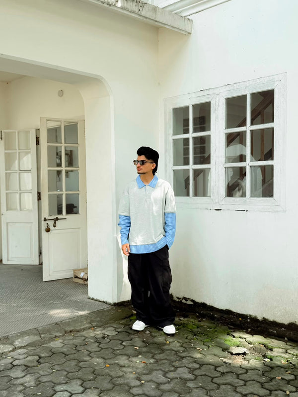 Men's Layered Oversized Polo T-Shirt