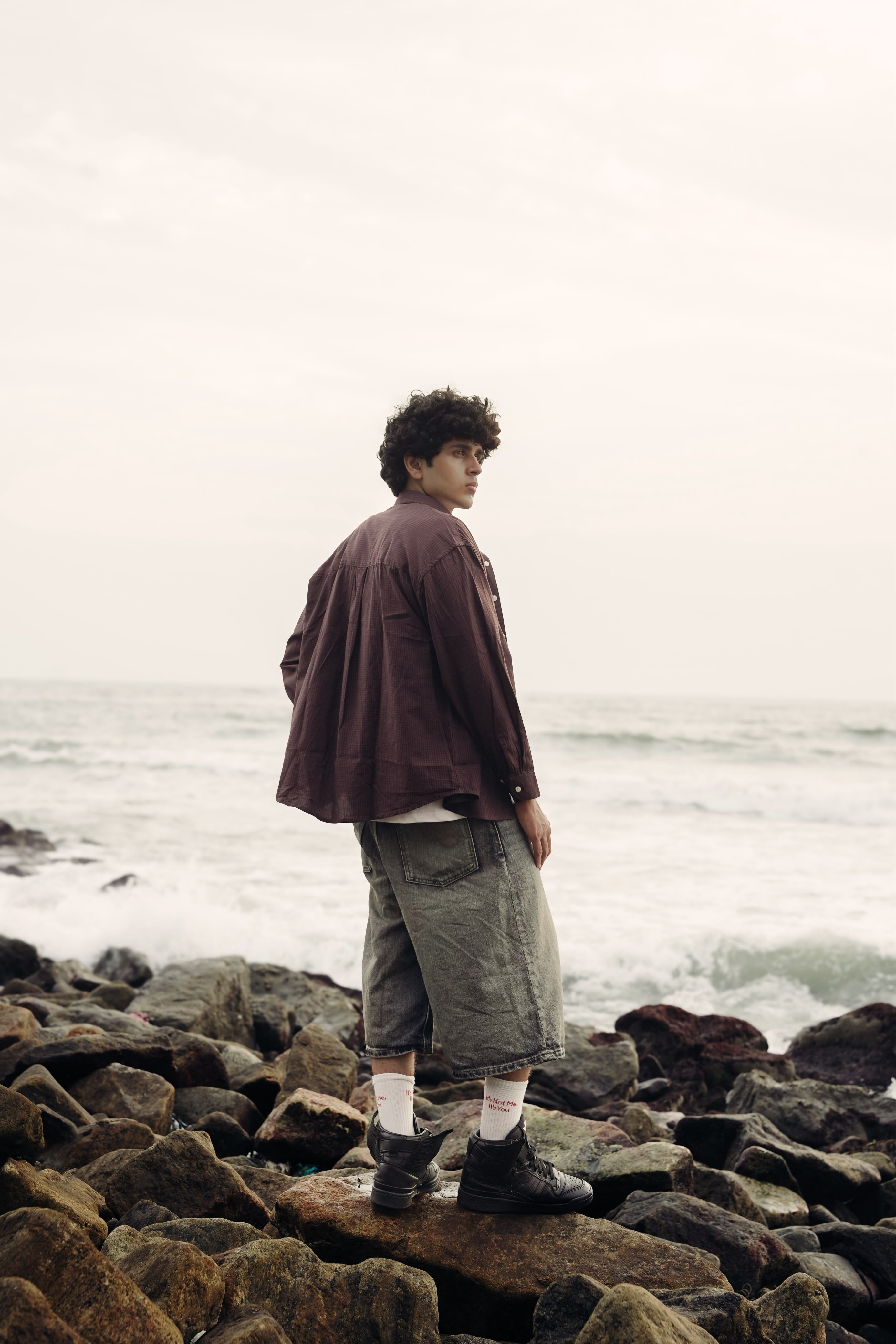 Men's Red Checkered Oversized Casual Shir