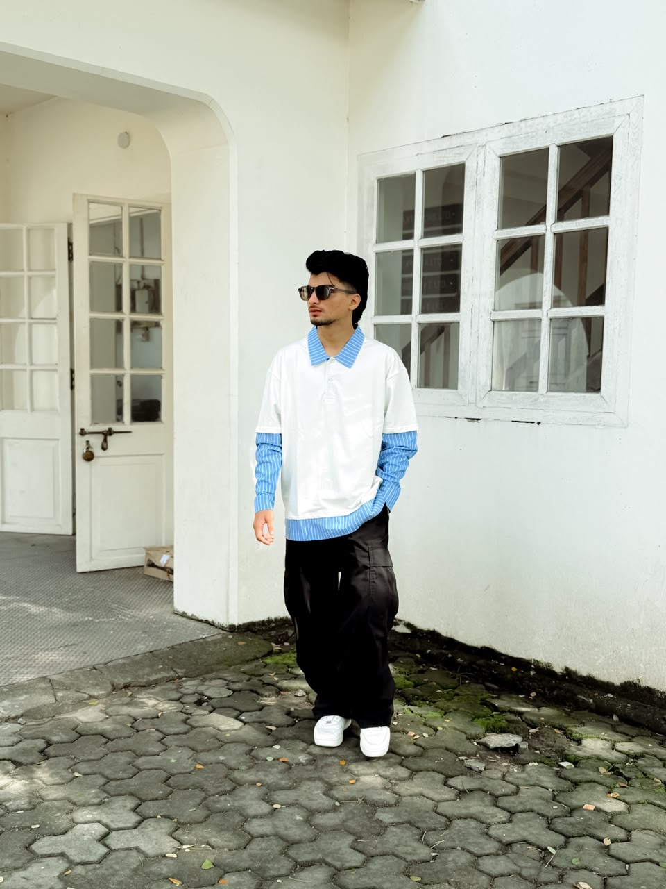 Men's Layered Oversized Polo T-Shirt