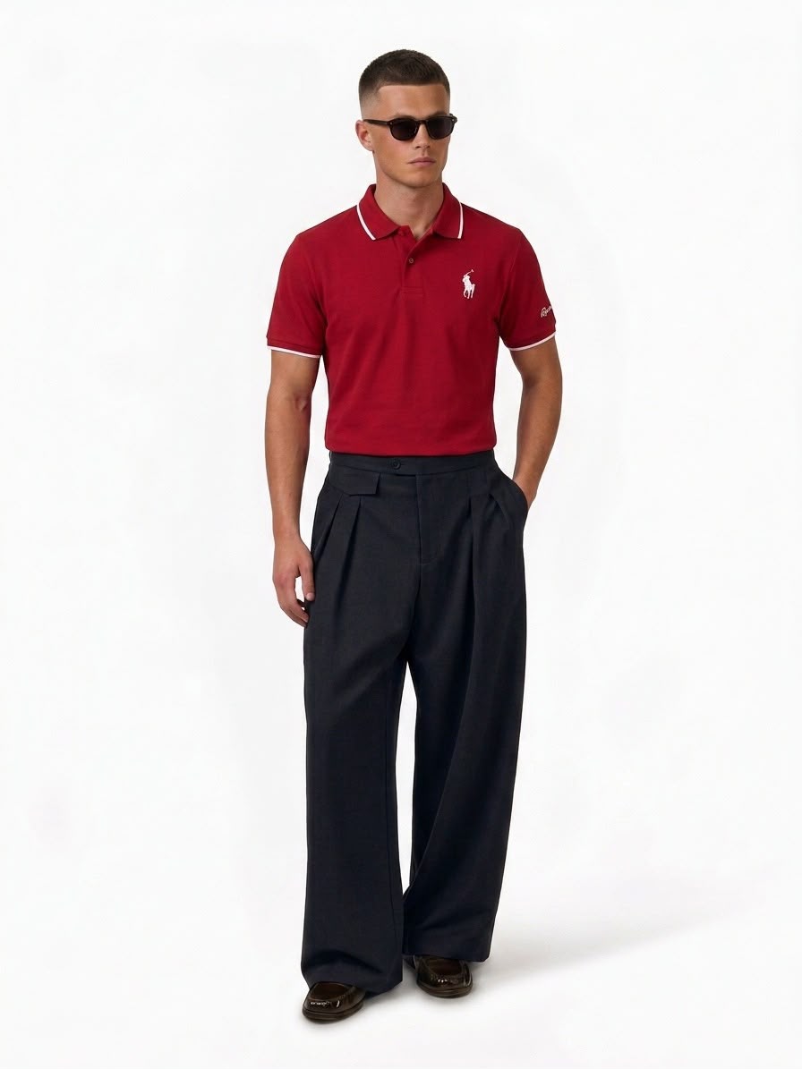 Men's Navy Premium Polo T-Shirt with Contrast Collar