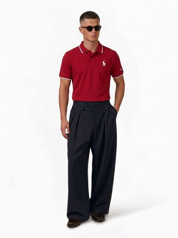 Men's Navy Premium Polo T-Shirt with Contrast Collar