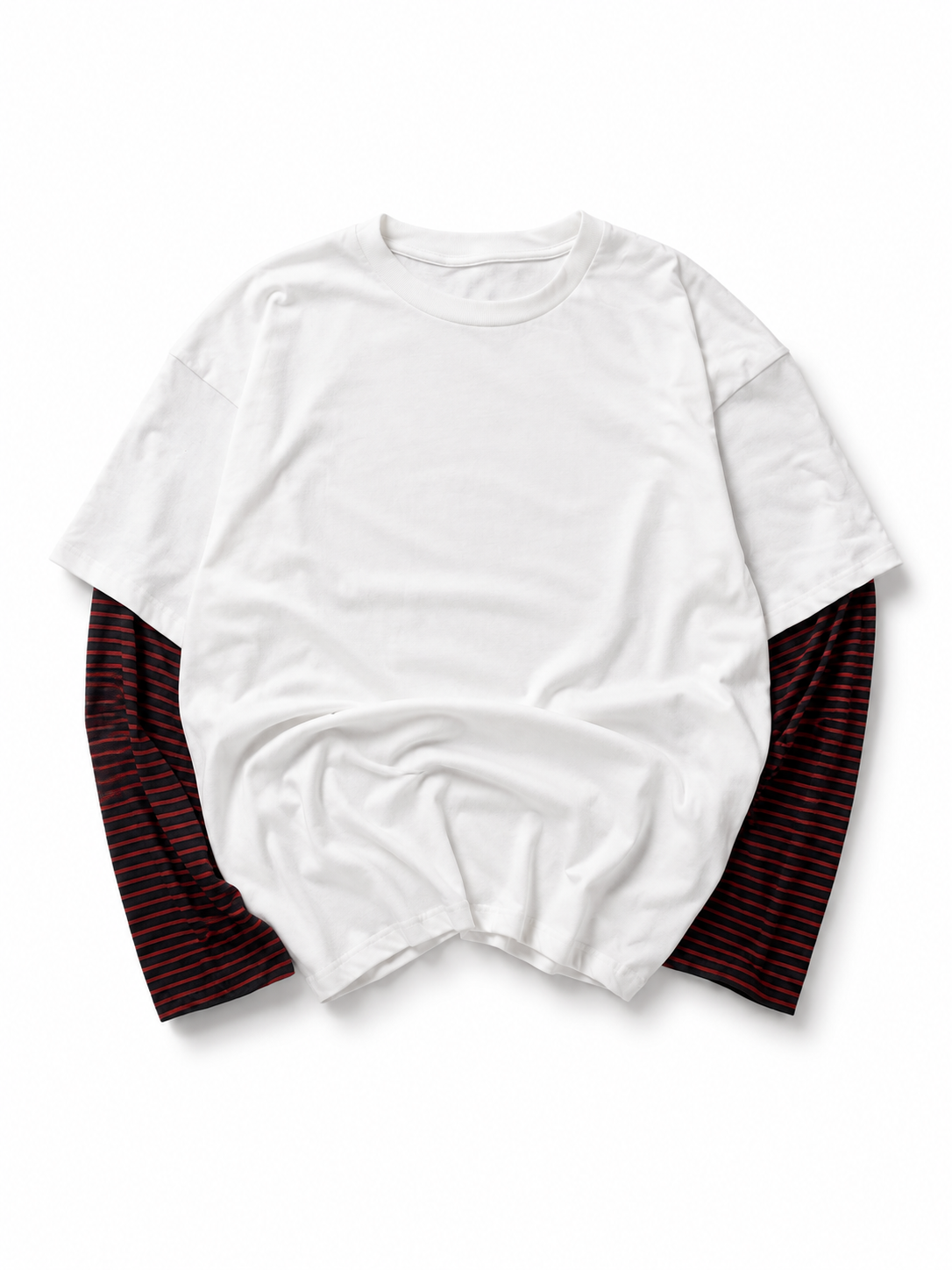Men's White Layered full Sleeve T-Shirt