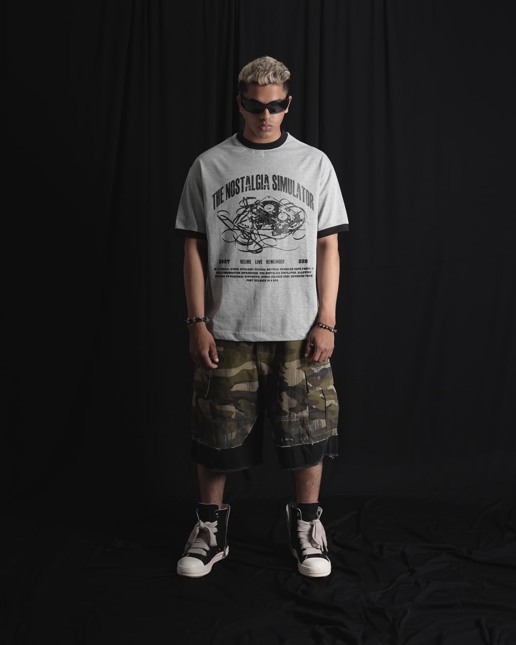 grey oversized ringer T-shirt