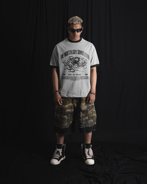grey oversized ringer T-shirt