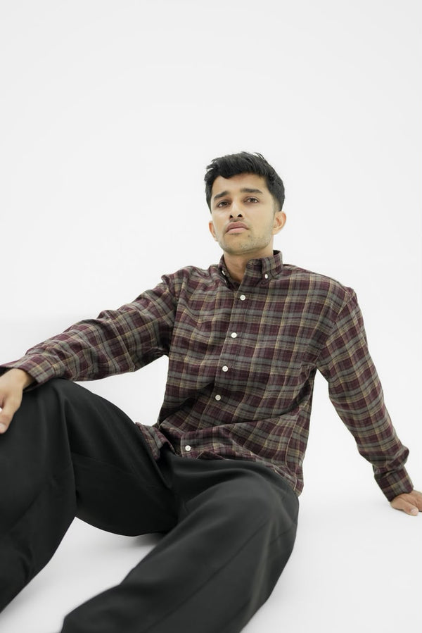 Men's checked cotton casual shirt with full sleeves