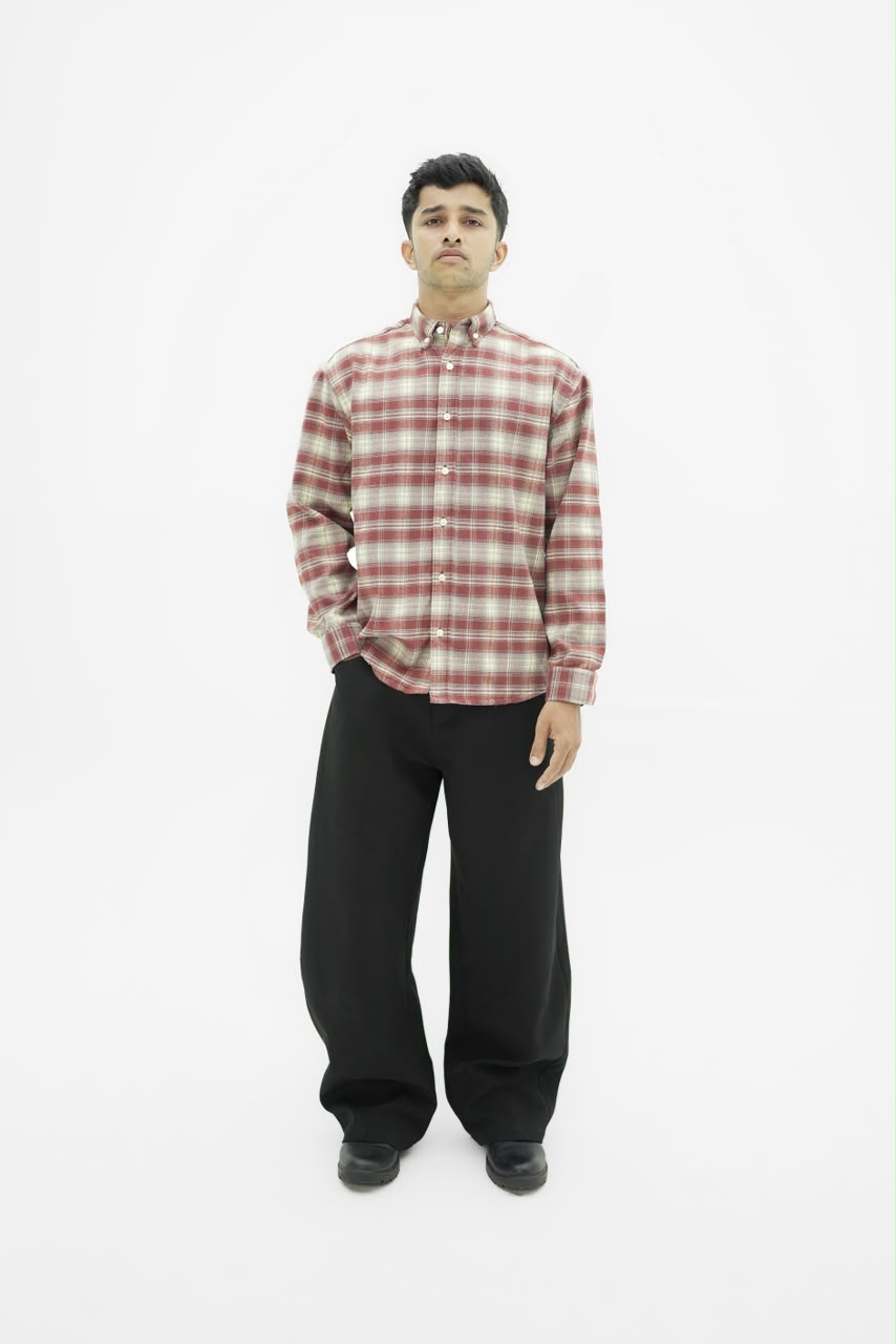 Men's checked cotton casual shirt with full sleeves