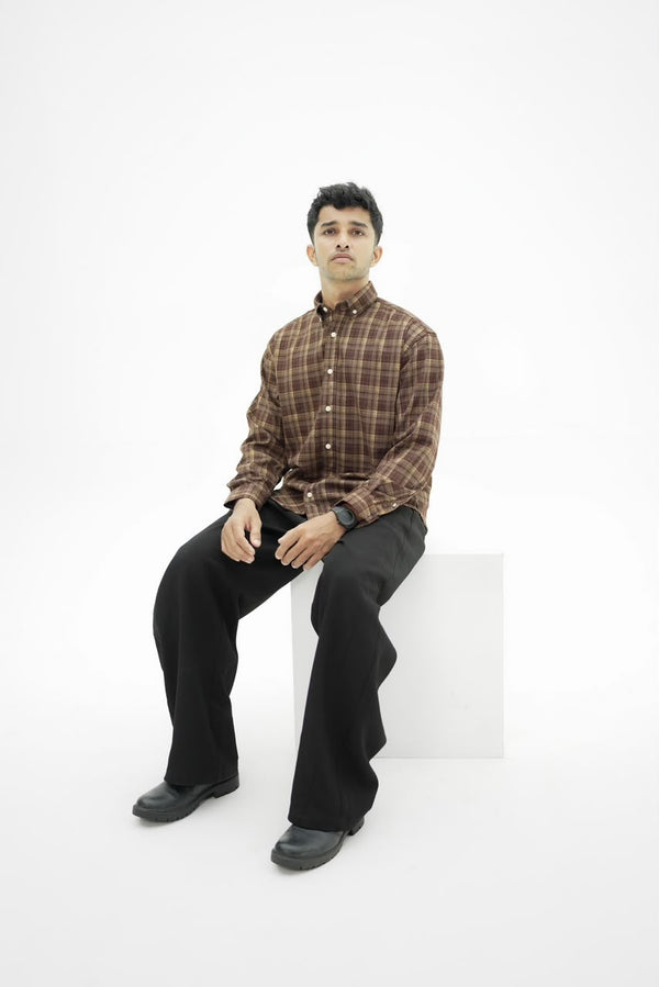 Men's checked cotton casual shirt with full sleeves