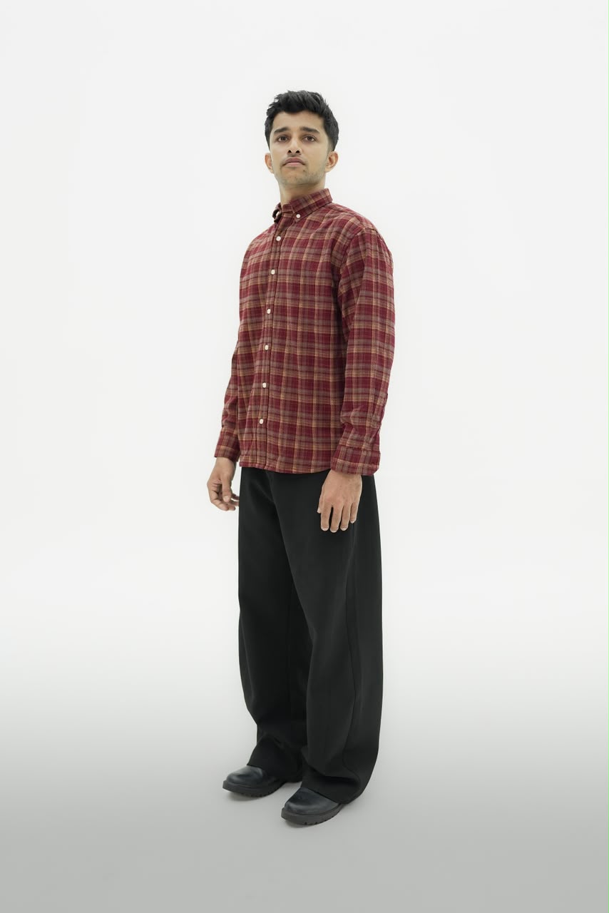 Men's checked cotton casual shirt with full sleeves