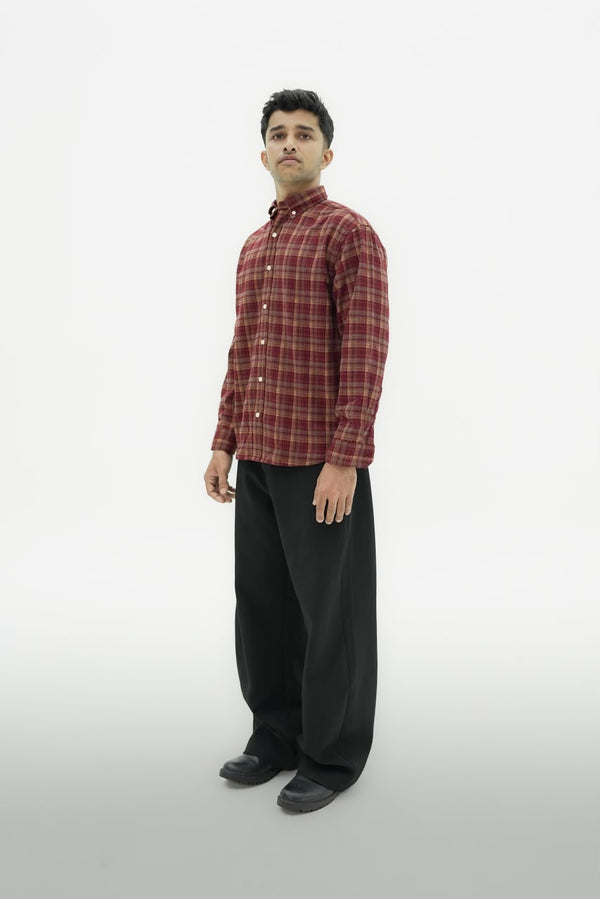 Men's checked cotton casual shirt with full sleeves