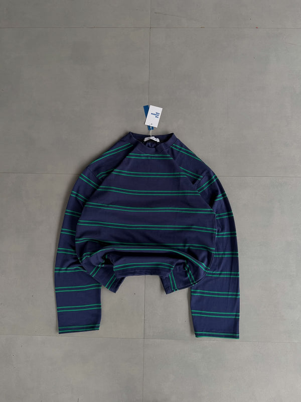 Men's premium rugby stripe full sleeve sweatshirt in burgundy and cream