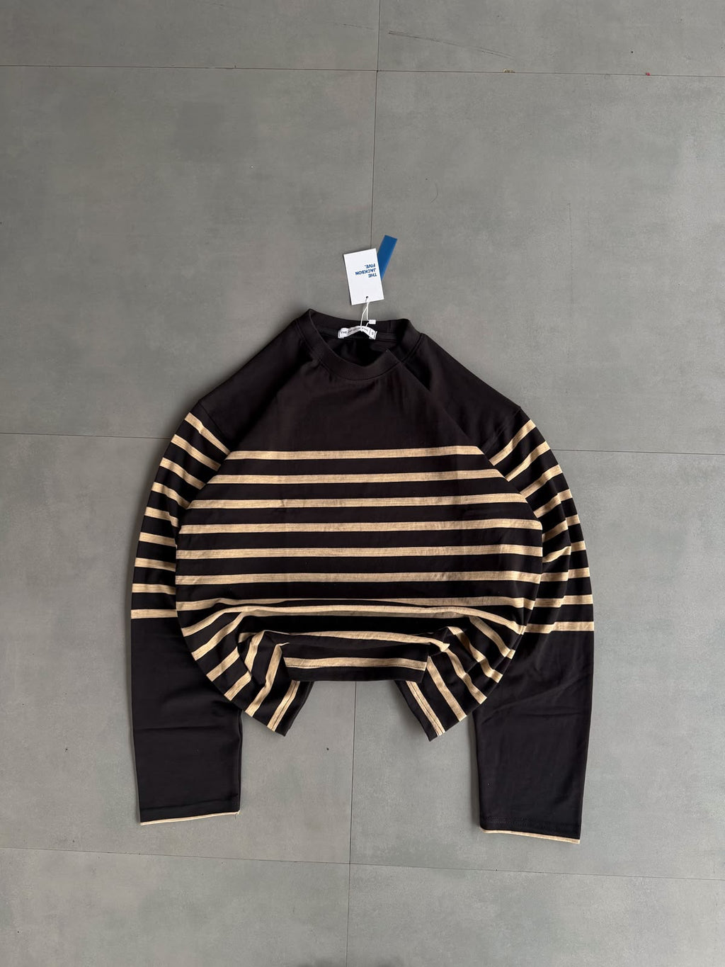 Men's premium rugby stripe full sleeve sweatshirt in burgundy and cream