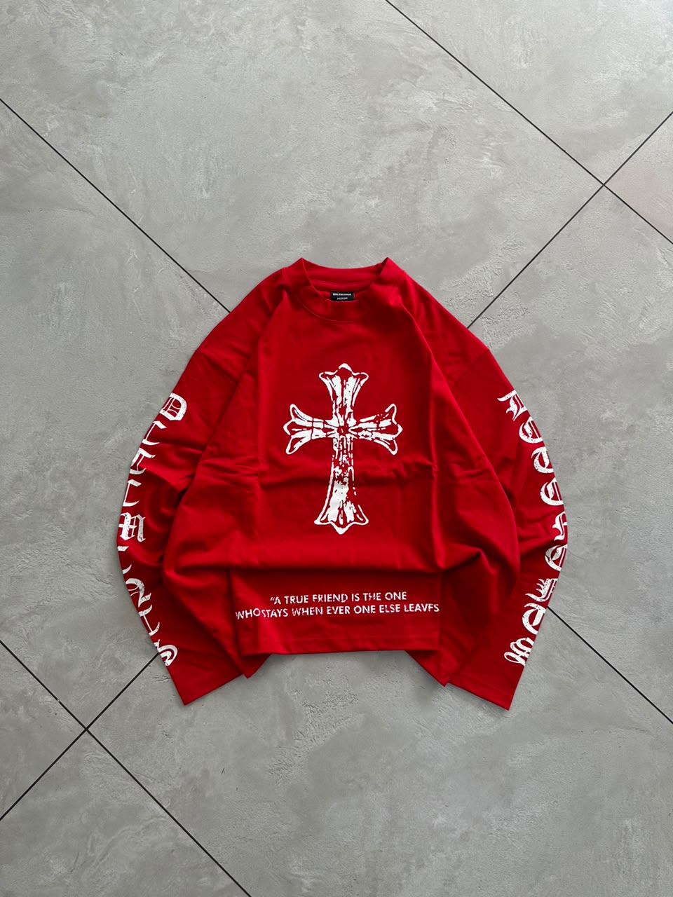 Red Gothic Cross Oversized Full Sleeve T-Shirt Main image