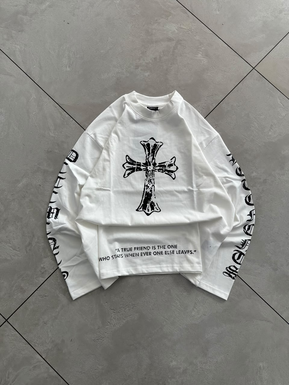 Red Gothic Cross Oversized Full Sleeve T-Shirt