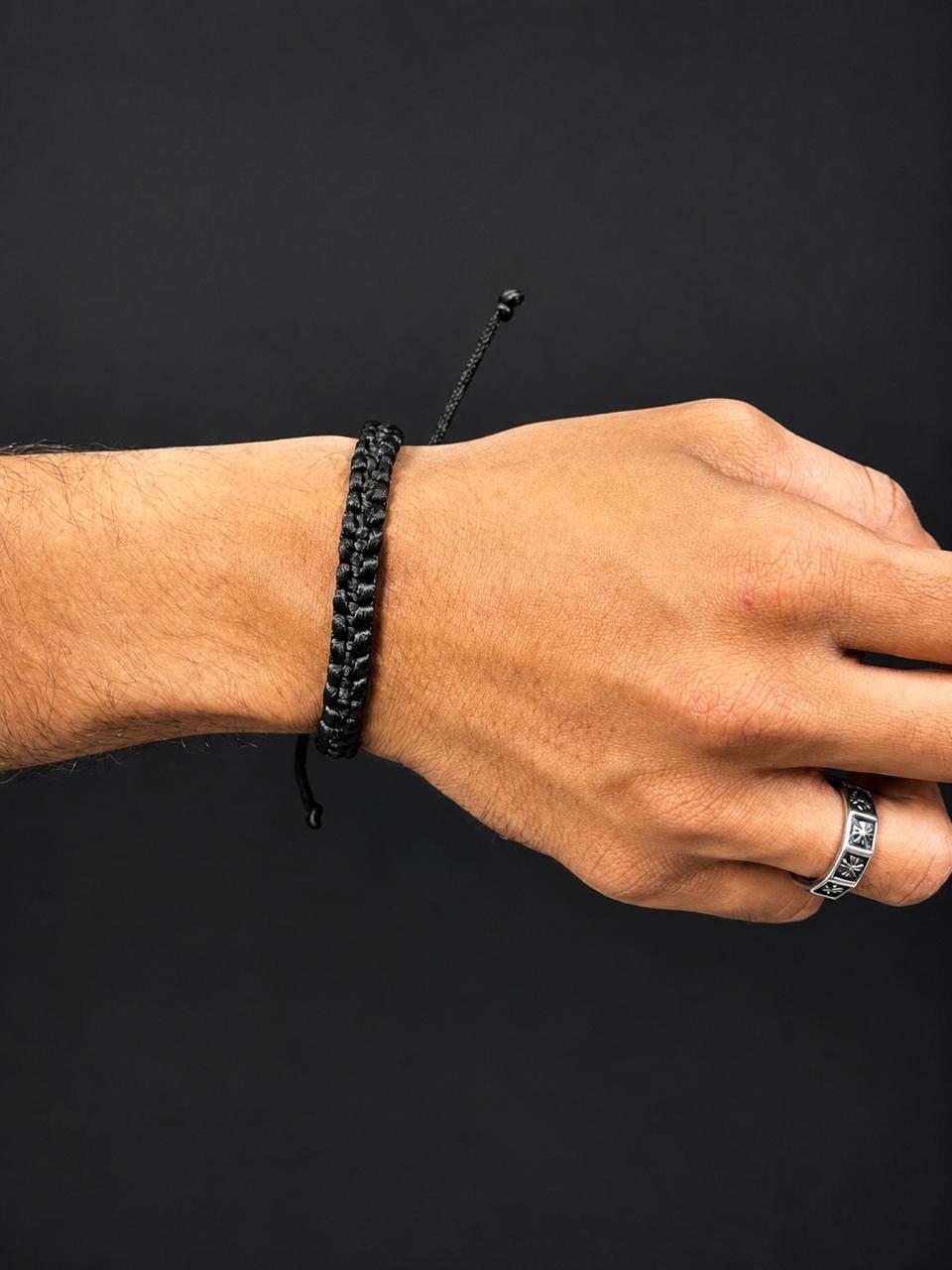 Men’s Black Braided Macramé Bracelet Secondary image