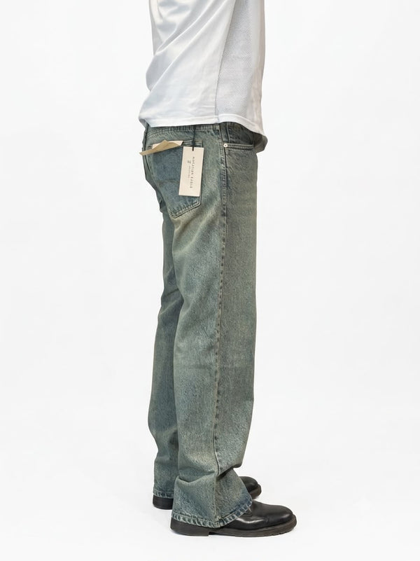 Men's vintage wash baggy denim jeans with a loose fit