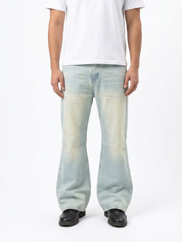 Men's vintage wash baggy denim jeans with a loose fit