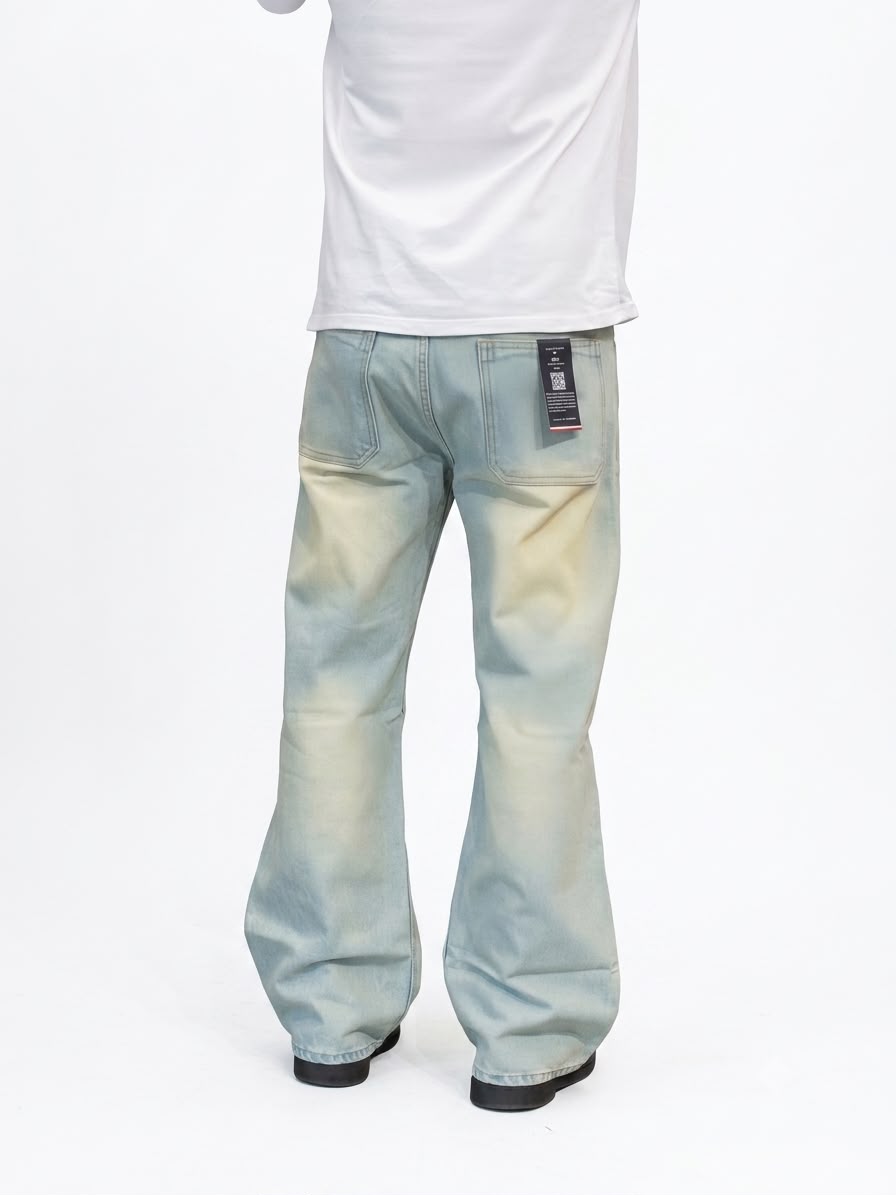 Men's vintage wash baggy denim jeans with a loose fit