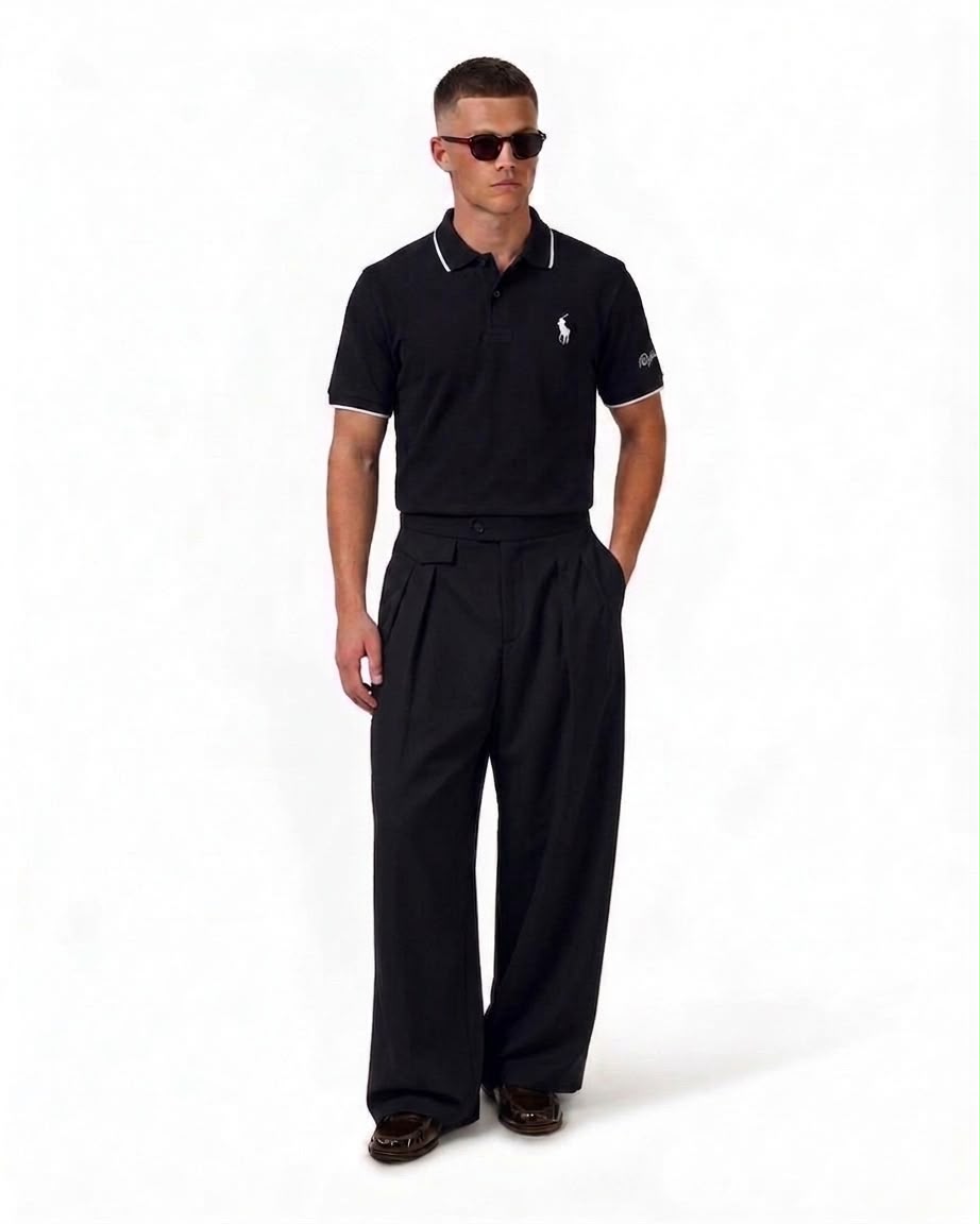 Men's Navy Premium Polo T-Shirt with Contrast Collar