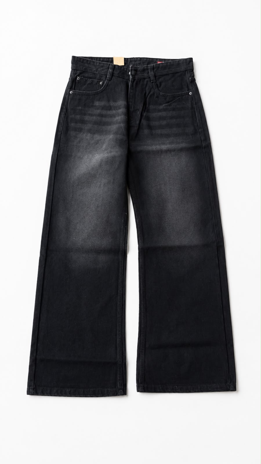 Men's Washed Black Wide-Leg Baggy Jeans