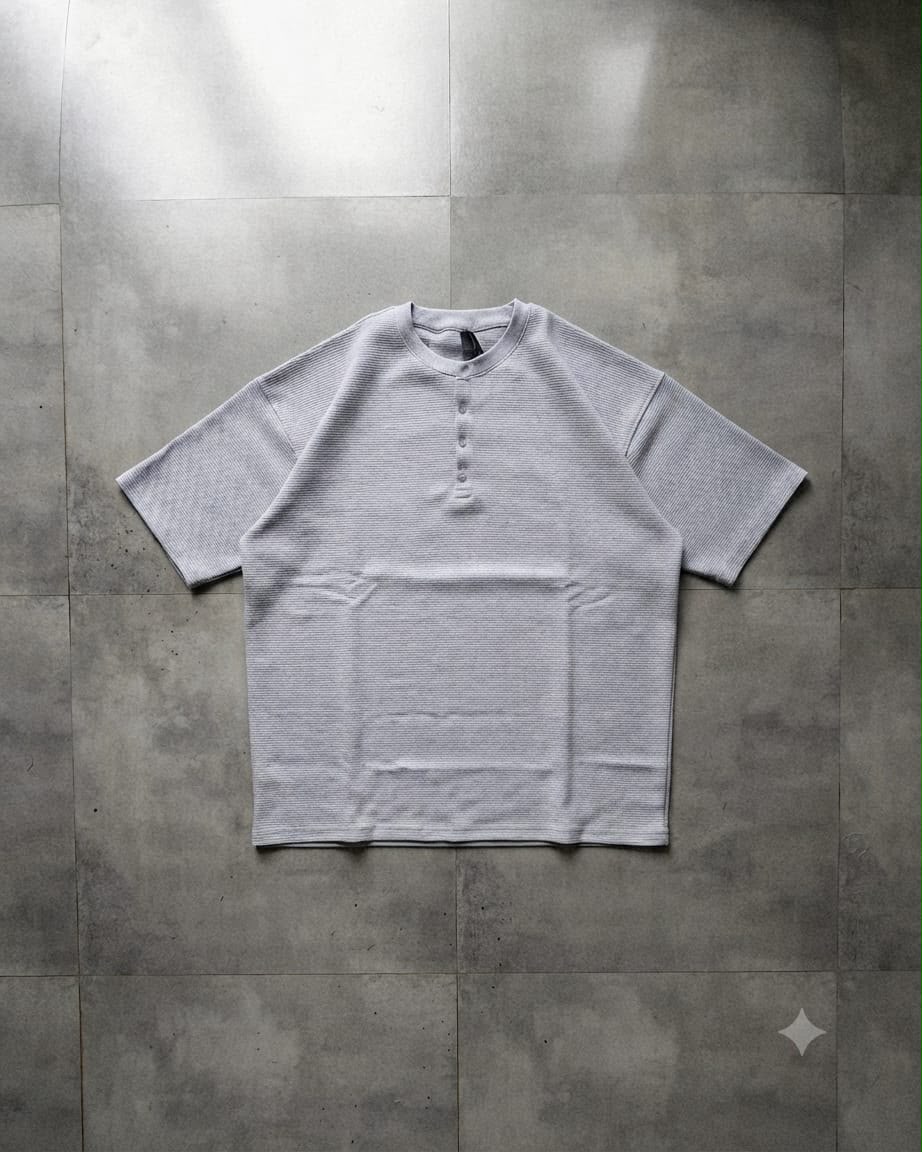 Premium Ribbed Henley Oversized T-Shirt Secondary image