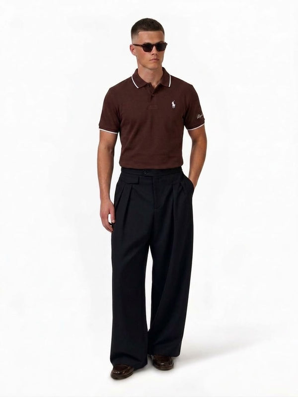 Men's Navy Premium Polo T-Shirt with Contrast Collar