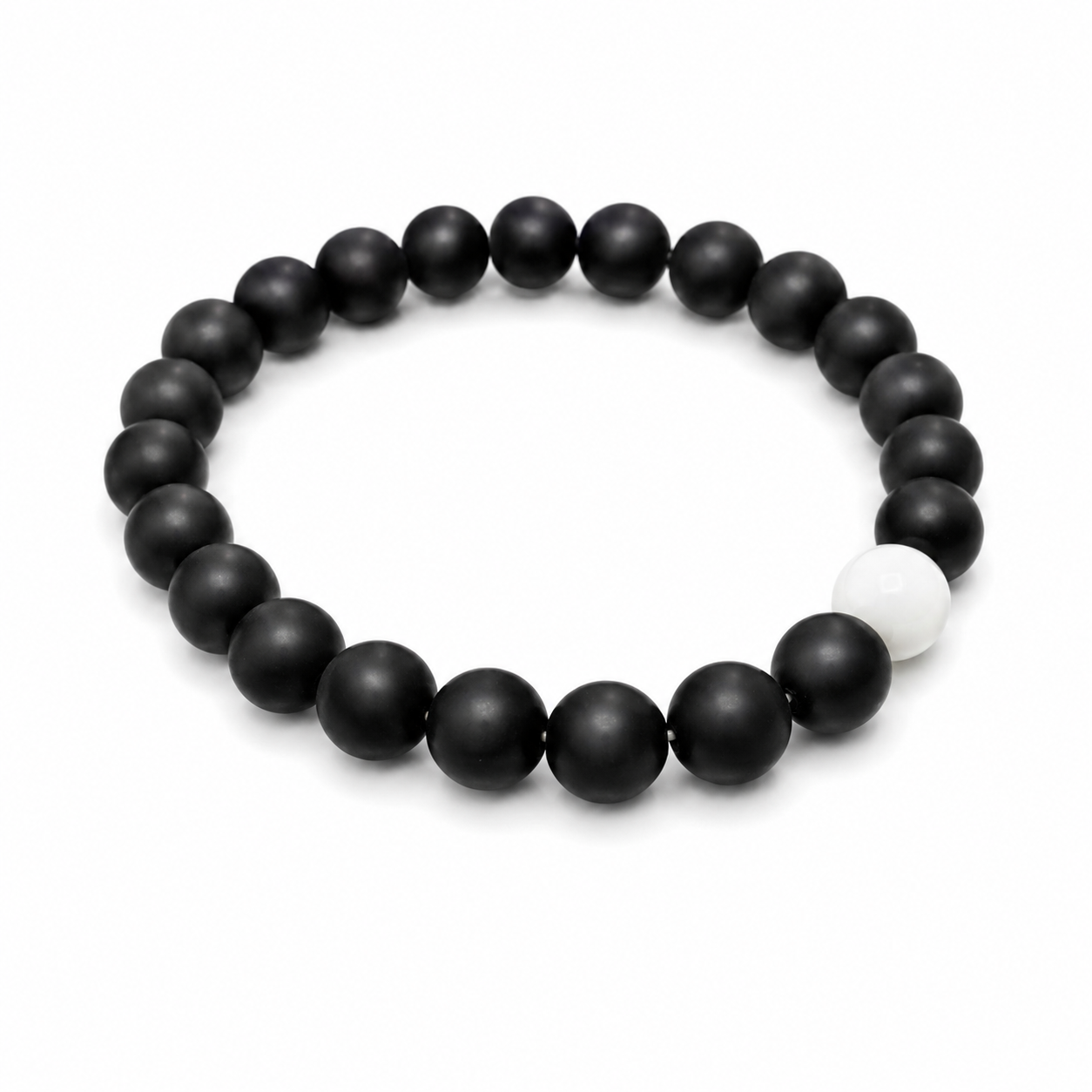 Black Beaded Bracelet with White Accent Bead Main image