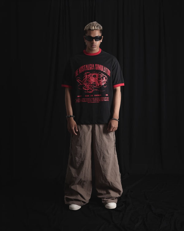 black oversized ringer T-shirt