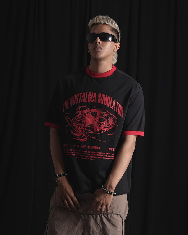 black oversized ringer T-shirt