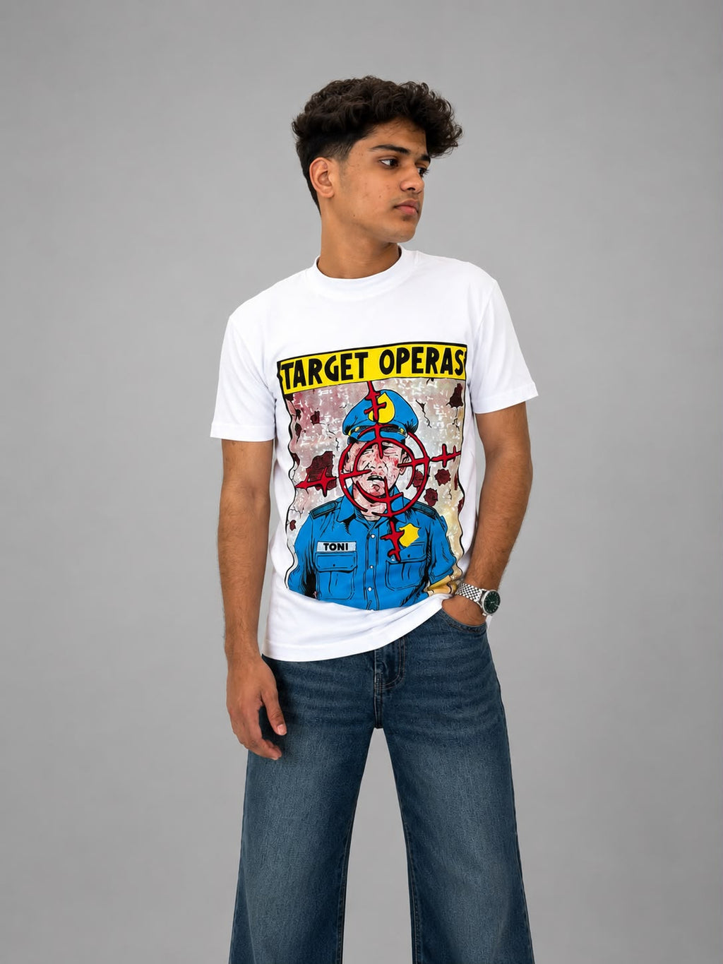 Men's White Oversized Graphic T-Shirt