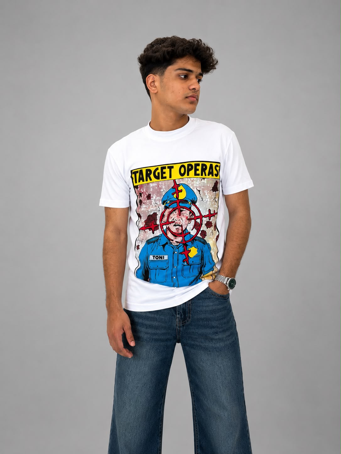 Men's White Oversized Graphic T-Shirt