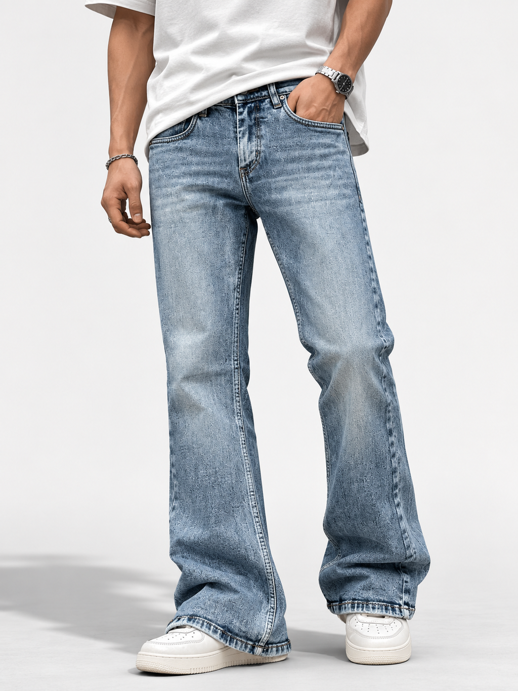 GUESS Light Wash Bootcut Jeans for Men