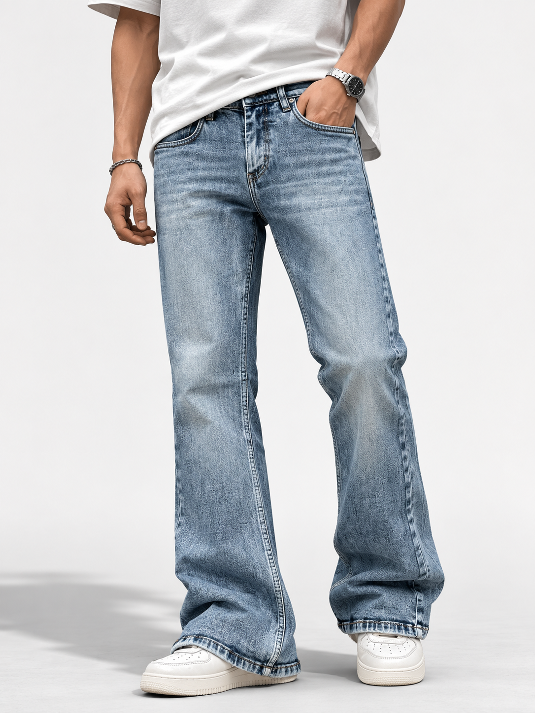 GUESS Light Wash Bootcut Jeans for Men