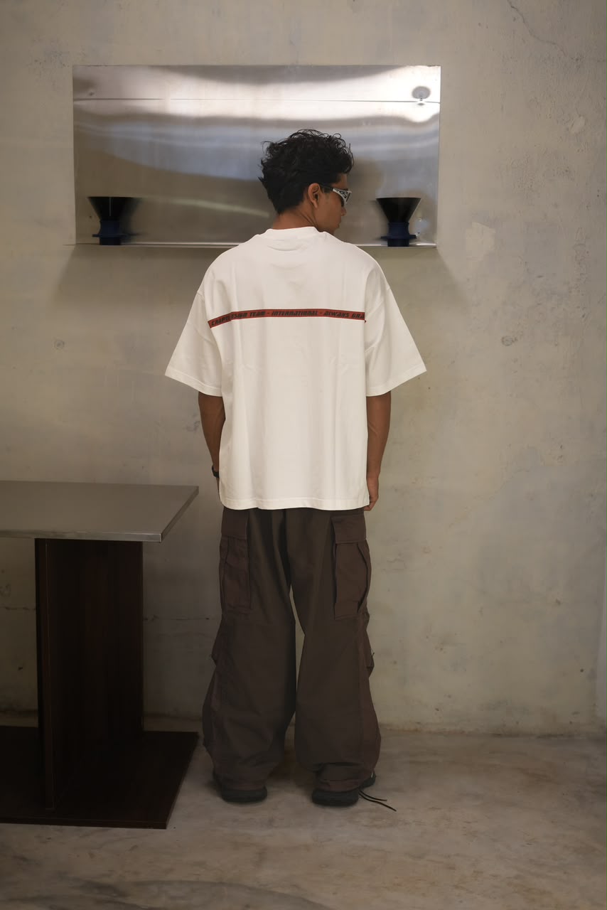 oversized white minimalist graphic T-shirt