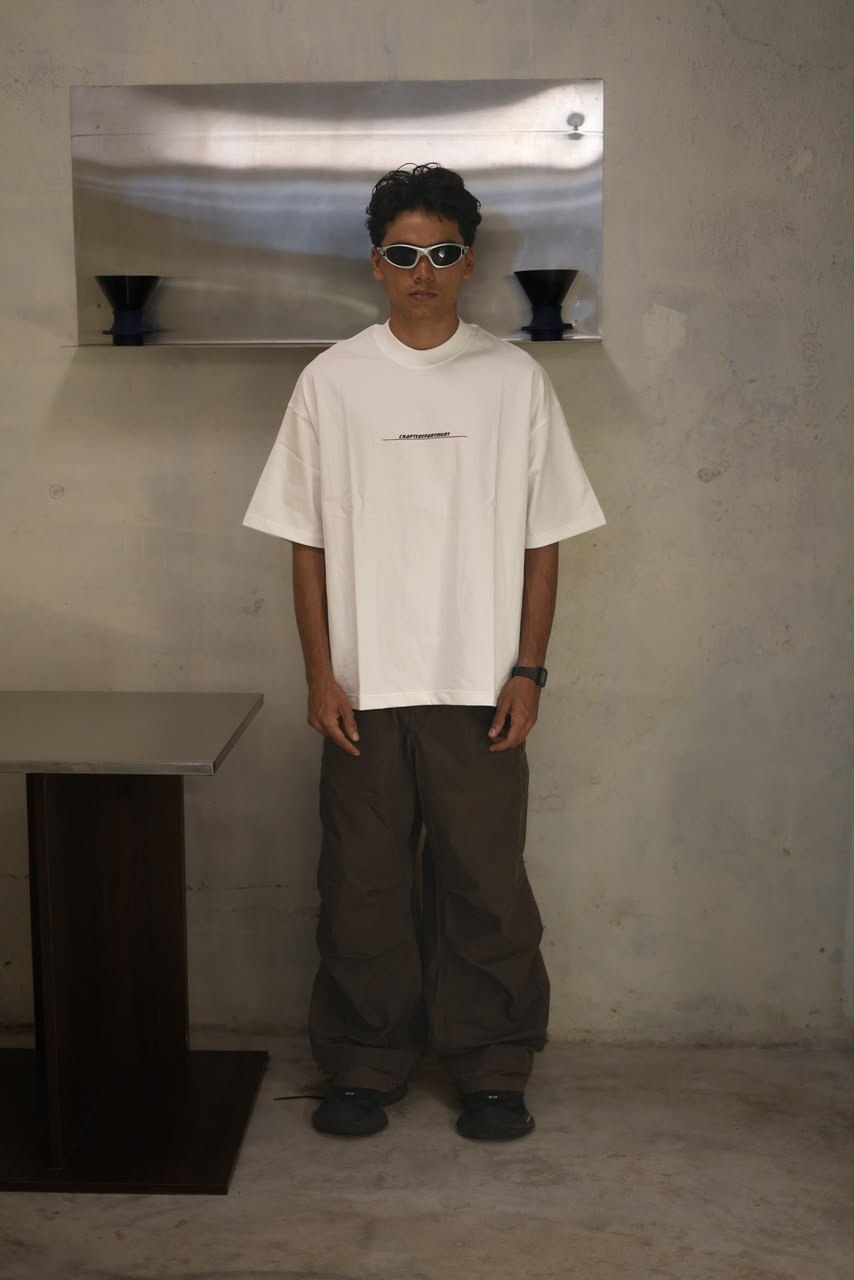 oversized white minimalist graphic T-shirt