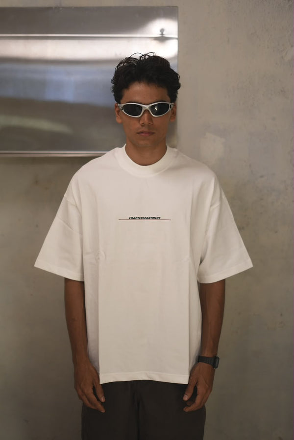 oversized white minimalist graphic T-shirt