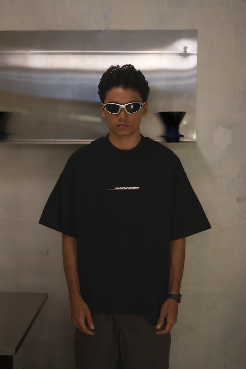 oversized black minimalist graphic T-shirt