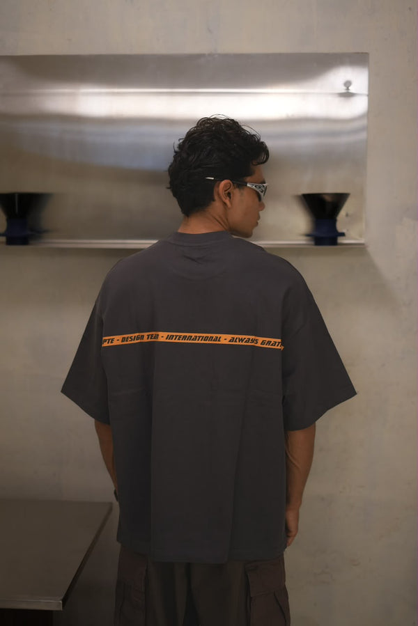 oversized grey minimalist graphic T-shirt