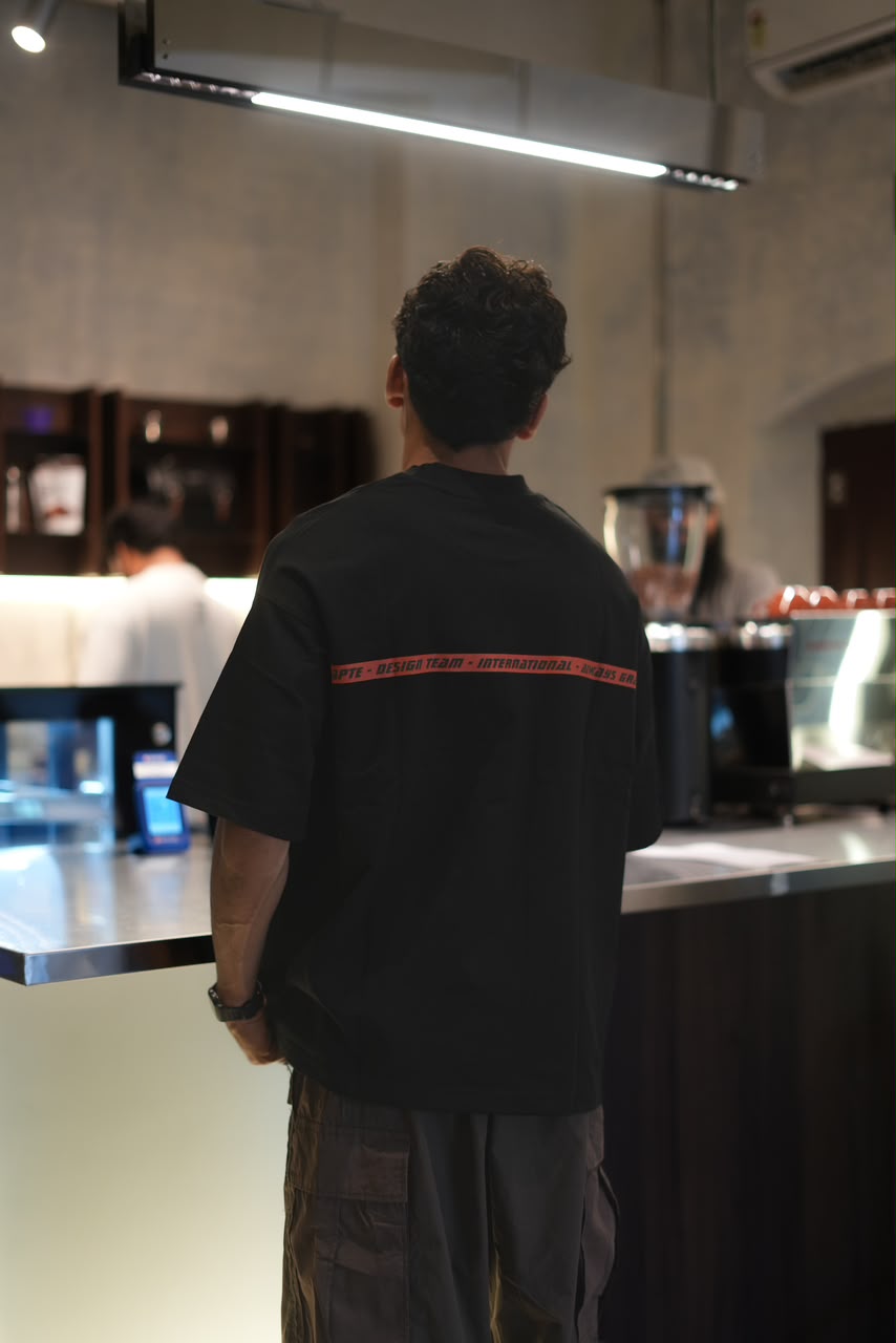 oversized black minimalist graphic T-shirt