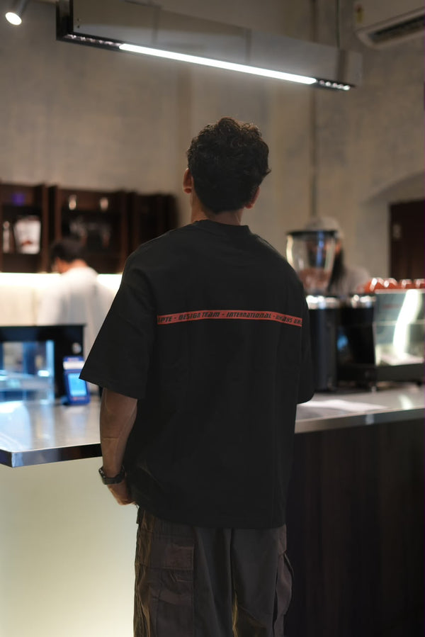 oversized black minimalist graphic T-shirt