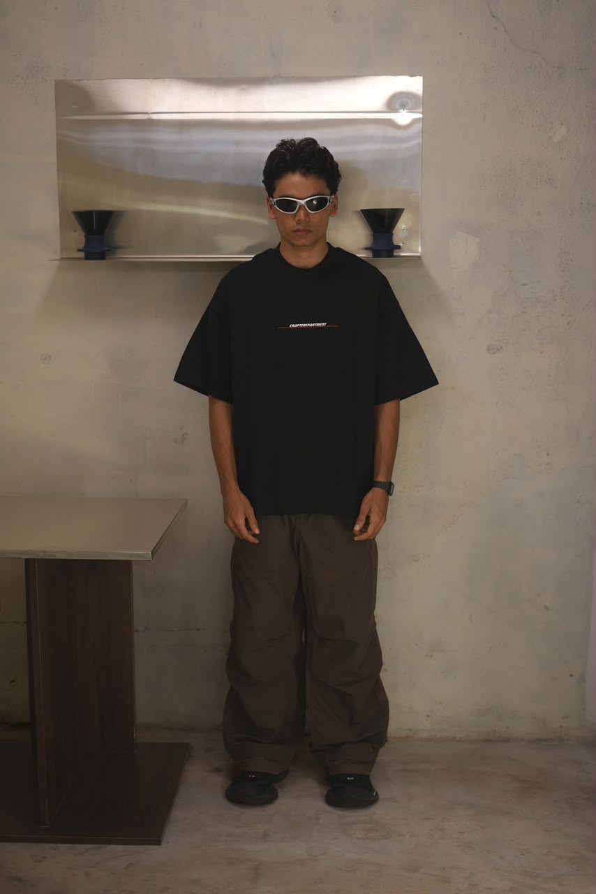 oversized black minimalist graphic T-shirt