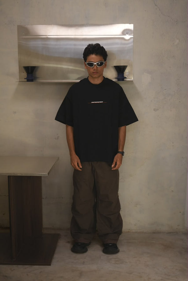 oversized black minimalist graphic T-shirt